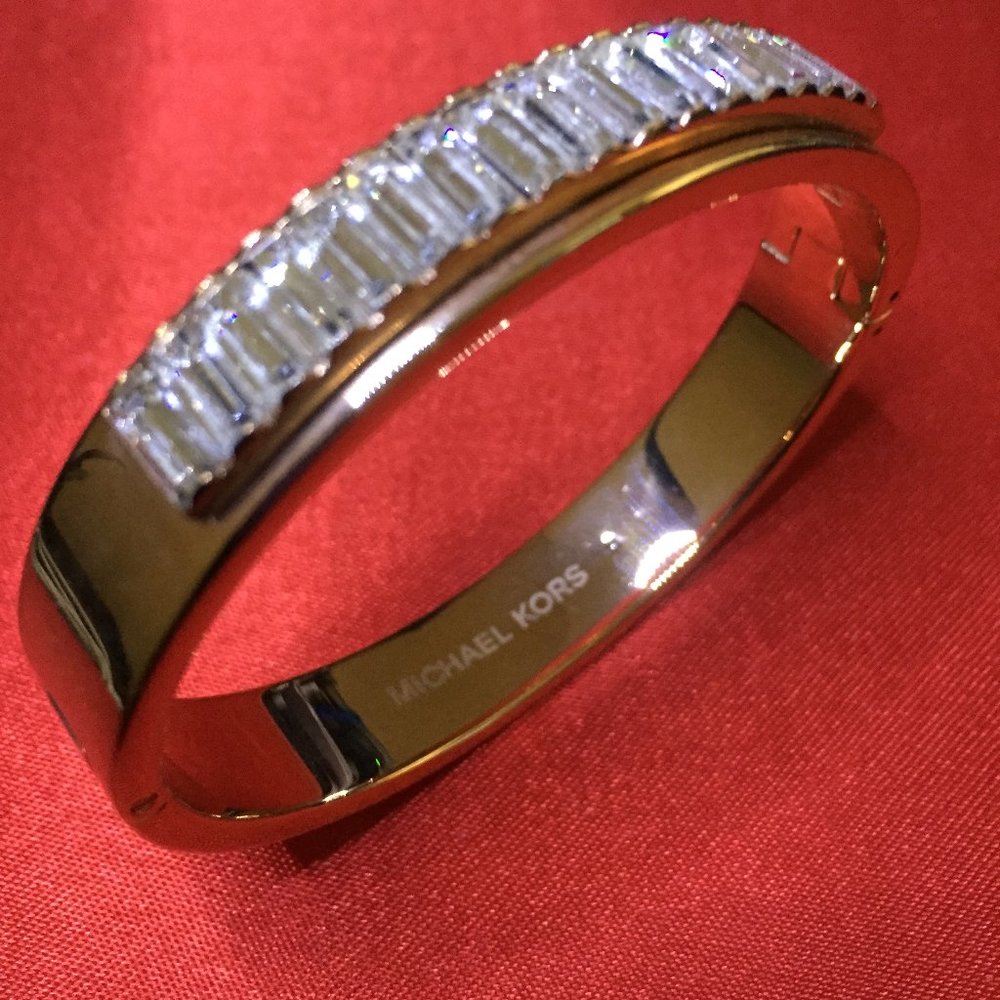 Michael Kors Silver-Tone Crystal Baguette Bracelet
